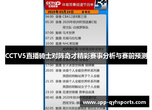 CCTV5直播骑士对阵奇才精彩赛事分析与赛前预测
